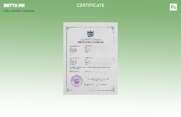 Модерен стил Кубански шаблон за ПСД шаблон за документи за брак